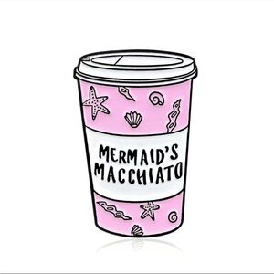Mermaid’s Macchiato Enamel Pin Pink Coffee Cup Ocean Theme NWT